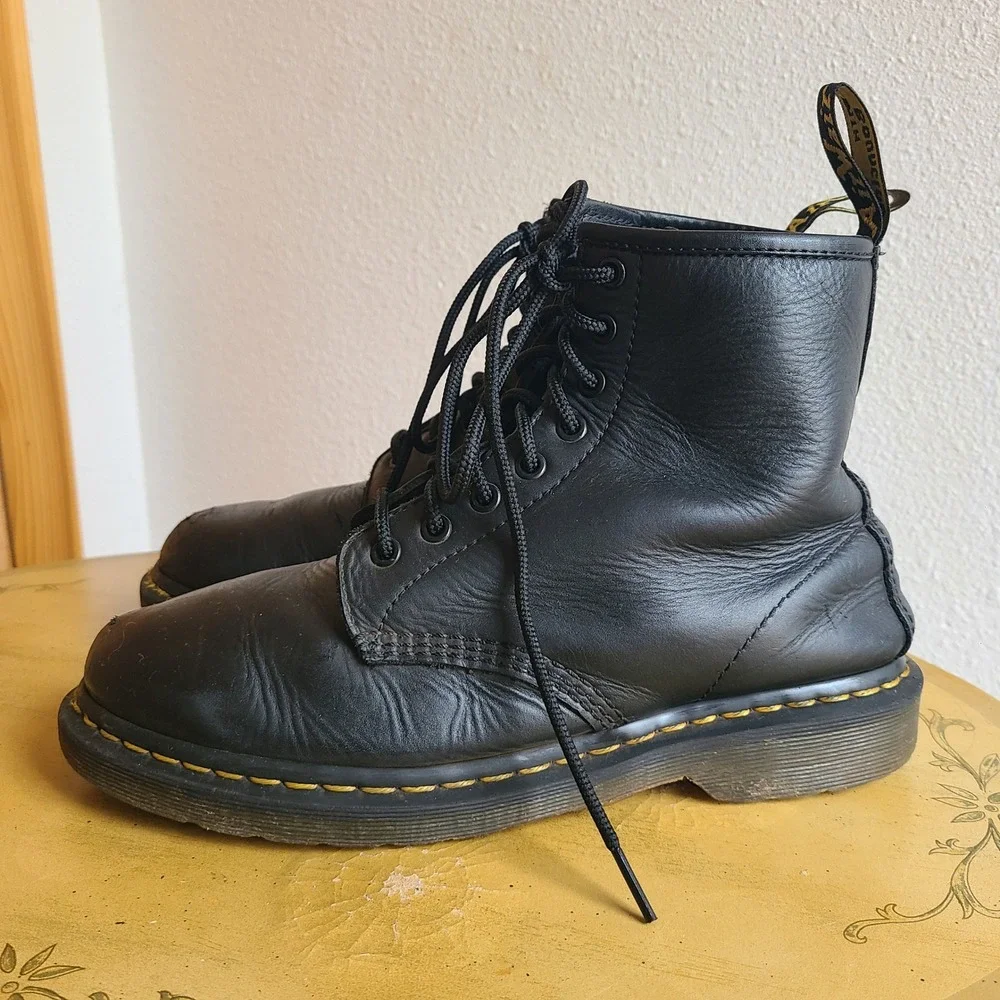 Dr. Doc Martens Pascal‎ Air Wair 1460 EU 42 US 9 Black Leather Combat Punk Boots - Picture 4 of 7